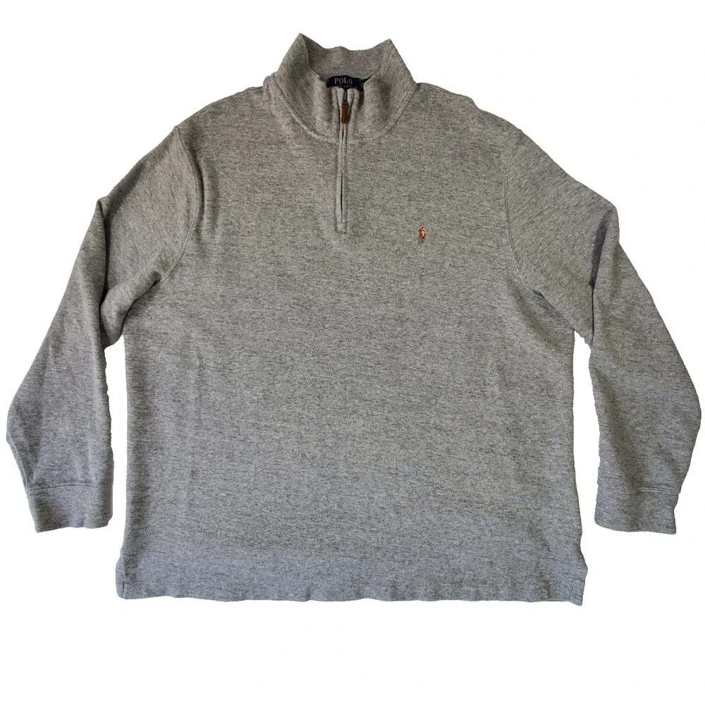 Polo Ralph Lauren Estate Rib Quarter Zip Sweater Mens XXL Gray Cotton‎